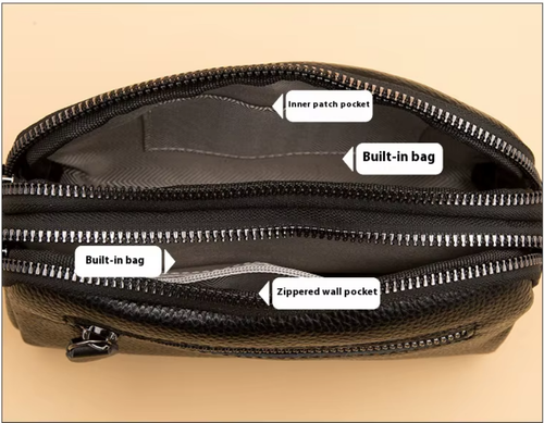 Single Shoulder Crossbody Bag Genuine Cowhide First Layer Leather for Women Mobile Phone Compatible Bag