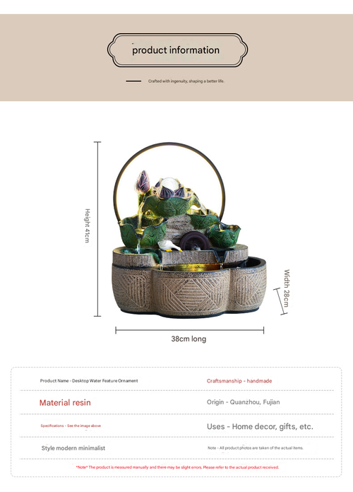 Light Luxury New Chinese Running Water Wheel Cycle Water Transit Beads Desktop Ornament Living Room Ornament