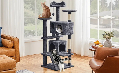 2026New Arrival Interesting Multi-level Cat Climbing Tower Wood Cat Scratcher Tree for Cat Playing and Rest