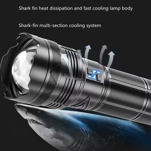 Outdoor Power Display High Power 100W Super Bright Spotlight Long Range Zoomable Emergency Led Flashlight