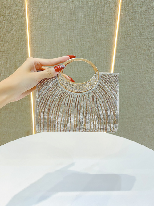 2025 New Wholesale Stylish Fashion Dinner Bag Sparkly Rhinestone Striped Clutches Bags for Women Wedding Bridesmaid Gala Party