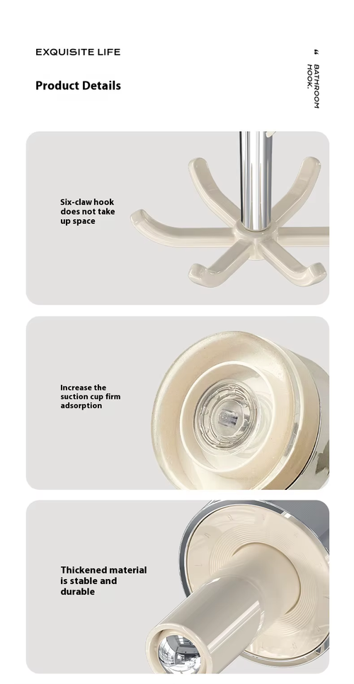 Rotating Plastic Kitchen Suction Cup Wall Mounted Hook Detachable Spoon Spatula Cookware Storage Eco-Friendly（Set of 4）