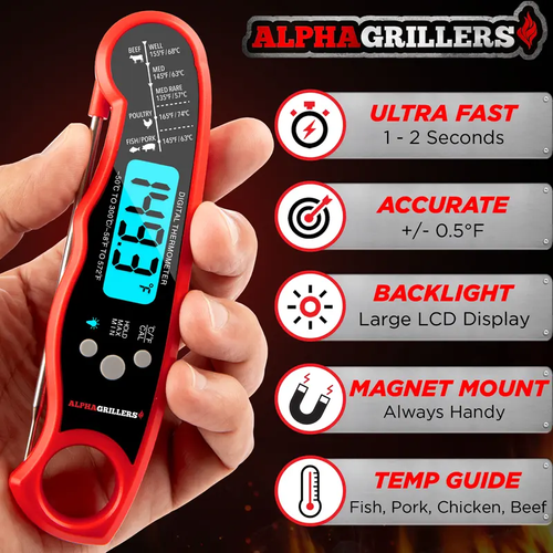 Kitchen Accessories Fast Reading Digital Meat Cooking Thermometer with Folding Probe Grill Thermometer