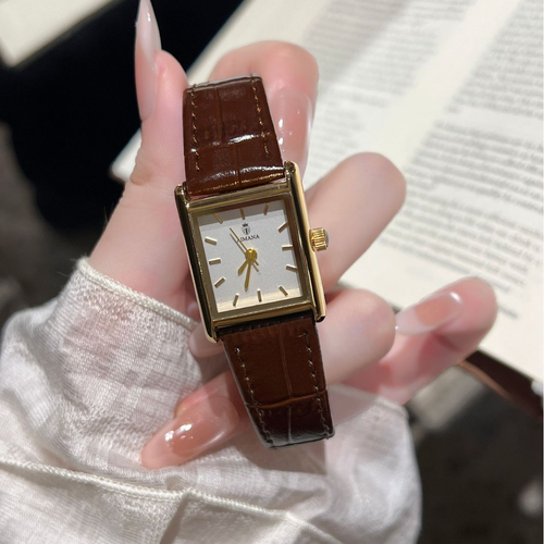 Luxury Alloy Quartz Movement Square Ladies Watch Leather Strap Sport Style Glass Dial Women's Waterproof Watches