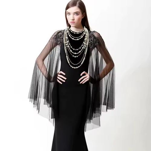 Statement Chunky Pearls Jewelry Set Long Statement Necklace Layered Pearls Necklace Earrings for Women
