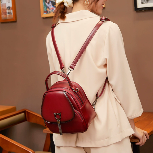 Retro Oil Wax Leather Women Mini Bag Multi-purpose Messenger Bag Handbag 2025 Shoulder Small Backpack