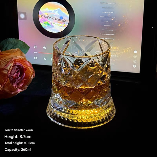Wholesale Rotating Crystal Glassware Customized Logo Whiskey Cup and Shot Glasses for Bars and Drinking Adventures