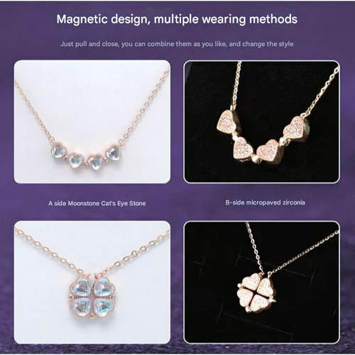 Personalized Creative Stainless Steel Necklace Colorful Four-leaf Clover Clavicle Chain Open and Close love Pendant Necklace