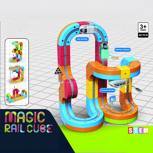 Hot Kids Diy Assembly Magic Track Car Baby Racing Runway Slot Wholesale Stem Educational Electronic Train Rail Cube Toys Sets
