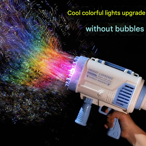 NEW Outdoor Shining 64 Holes Bubble Machine Toys Bubble Blower Electric Automatic Bazooka Rocket Boom Soap Bubble Gun Toys