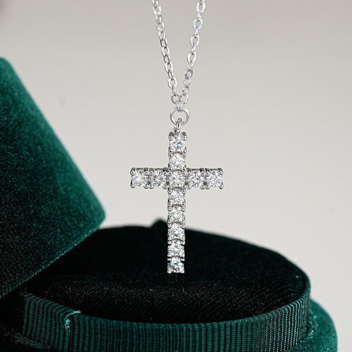 2025New Bulk Moissanite Pendant 5mm D VVS Hiphop Jewelry Diamond Moissanites Pendants Cross 925 Silver