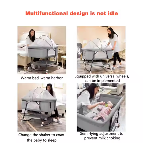 Newborn Crib European Style Kids Infant Bed Removable Multifunctional Portable Folding Reborn Baby Doll Cribs