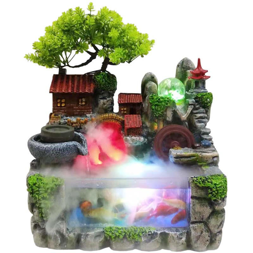 Wholesale Table Desk Office Home Wall Decoration Indoor Tabletop Decor Rockery Fish Jar Resin Water Fountain