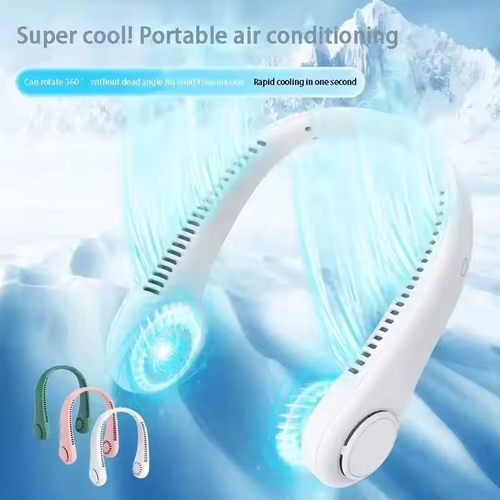 USB Rechargeable Portable Hanging Neck Small Fan Bladeless Foldable Neck Fan Air Cooler for Car for Outdoor Use