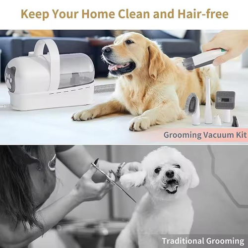 Dog Grooming Vacuum Kit 7-in-1 Pet Clipper With Nail Grinder Hair Trimming & Combing Low Noise Pet Grooming Products