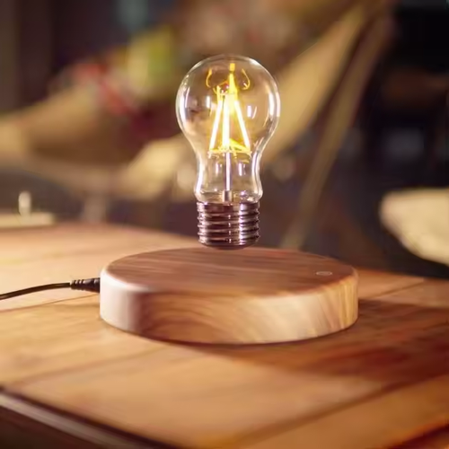 Wireless Levitation Bulb Light Magnetic Floating Desk Lamp Wooden Levitating LED Bulb Desk Lamp for Home Decor
