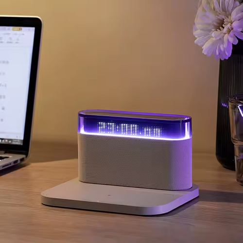 15W Portable Night Light Wireless Charging Alarm BT Speaker, Detachable LED Magnet Charger Music Speaker