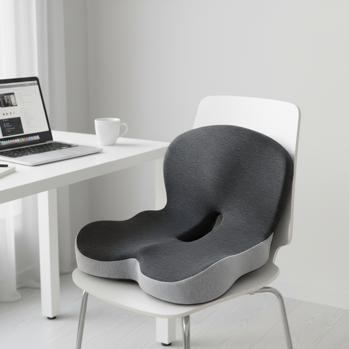 Ergonomically Designed L-shaped Integrated Office Chair Cushion, Memory Foam Car Lumbar Pillow with Lumbar Support