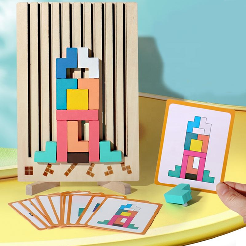 Educational Toy 3d Russia Puzzle Block Montessori Wooden Puzzle Macaroon Color Geometrical Shape Russia Jigsaw Puzzle Toys