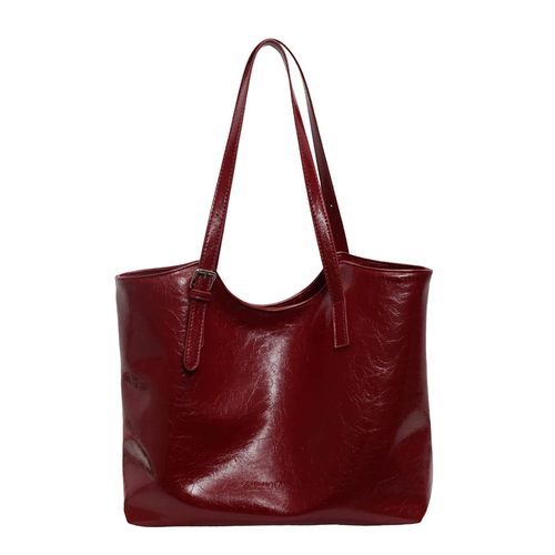 Retro Soft Pu Leather Women Shoulder Bag Large Capacity Simple Ladies Handbags Solid Color Portable Commuter Female Tote Bags