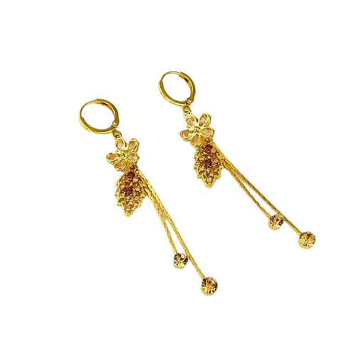 Stylish and exquisite full-diamond zircon flower and leaf tassel earrings, new 2026 design, unique earrings.