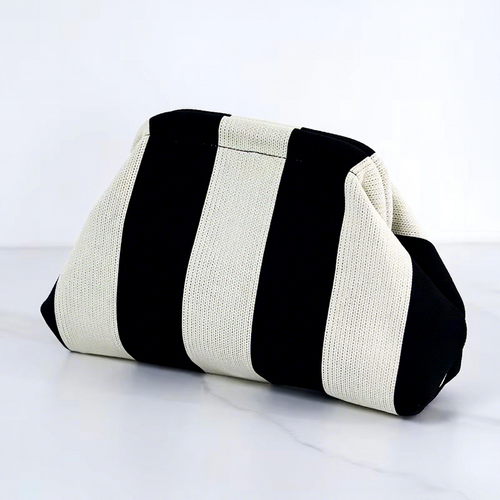 Customized Striped Fly Knitting Cloth Large Capacity Water Resistant Makeup Bag Portable Storage Cosmetic Pouch