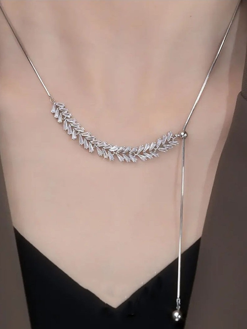 Pull-Out Adjustable Wheat Ear Necklace Women's Niche Design Sweater Chain High-End Cold Style Neck Necklace Accessories
