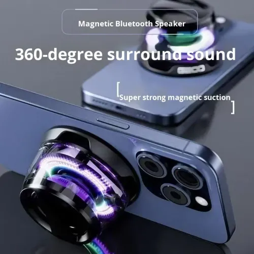 Portable Mini Wireless for BT Speaker with RGB Lighting Magnetic Phone Holder Audio 