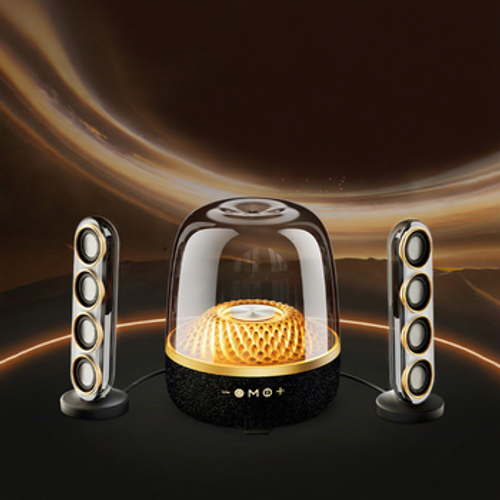 Modern transparent speaker with RGB ring surround sound