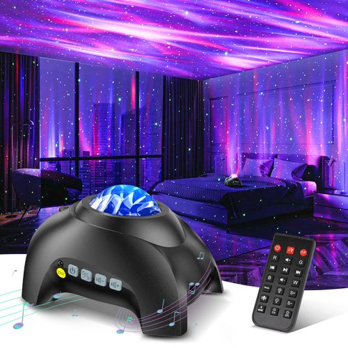 🔥HOT SALE🔥 COD！Northern Galaxy Light Aurora Projector with 33 Light Effects, Night Lights LED Star Projector for Bedroom Nebula Lamp, Remote Control, White Noises, Bluetooth Speaker for Parties Black
