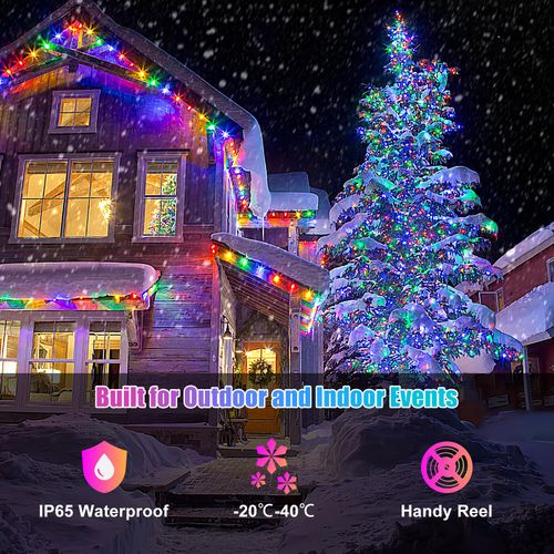 🔥Hot Seller🔥 COD！66-foot (approx. 20-meter) string lights, controlled via app and remote, featuring 200 LED bulbs, RGB smart IC multi-color string lights, suitable for indoor use, with music-synced color-changing effects, IP65 waterproof rating, ideal for bedrooms, parties, DIY projects, and more