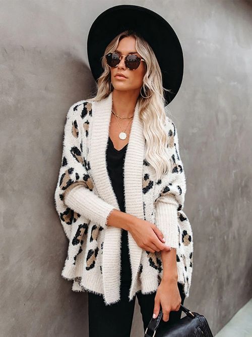Fuzzy Leopard Long Cardigan