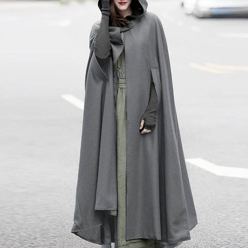 Winter Hooded Open Front Cloak
