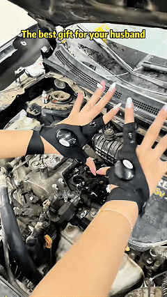 LED Flashlight Gloves, Stocking Stuffers for Men Dad Husband Adults, Cool Gadgets Hands-Free Lighted Work Gloves for Camping Fishing Repairing, Christmas Fathers Day Birthday Gifts,Black