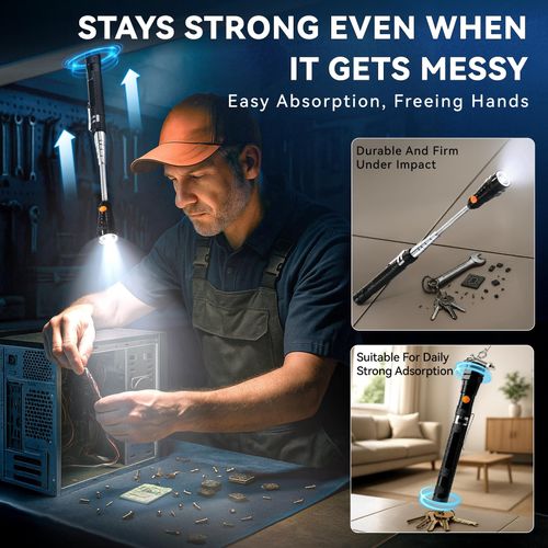 Extendable Magnetic Flashlight Magnet Pickup Tool, Gifts for Men, Telescopic and Flexible Gadget, Birthday Gifts for Men, Dad, Husband, Him, Women, Mechanic, Mens Birthday Gift Ideas