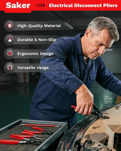 Electrical Disconnect Pliers & Connector Removal Tool Set 5PCS Precision Tips, Comfortable Non-Slip Grips, Reaches Tight Spaces, Reduces Connector Damage, Ideal for Auto Repairs