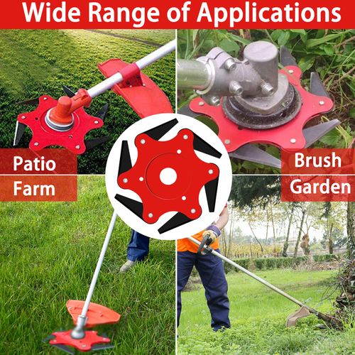 2PCS 6 Steel Razors Trimmer Head Reversible Metal Mn65 Weed Eater Blades, Brush Cutter Blades Professional Grass Trimmer Head Replacement with 1 Pack 6 Teeth Adapter Kit for String Trimmers