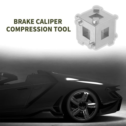 Cube Brake Caliper Compression Tool,Steel Brake Caliper Tool Car Rear Disc Brake Piston Tool,Specialized Car Accessories Brake Piston Tool Adaptor Fits 3/8" Square Driver