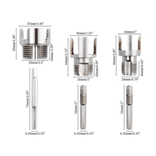 3Pcs PVC Pipe Threader Kit, 1/2, 3/4 and 1 Inch Pipe Thread Cutting Tool, Integrated Internal and External, Pipe Tapping and Threading Tool, Electric Drill Style Dual Function, PVC Cutting Tool