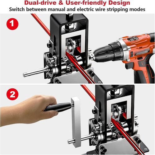 Manual & Electric Operable Wire Stripping Machine, Quick-Change Blade Wire Stripper, Cable Strippers, Heavy-Duty Specialty Metal Hand Tool for Scrap Cable Stripping & Cutting