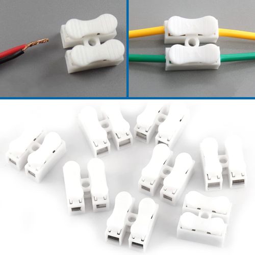 Push Quick Wire Cable Connector, 100pcs 10A 220V 2 Pin Push-in Spring Loaded Electrical Connectors for Lighting Electrical and Automotive Wiring Electricity