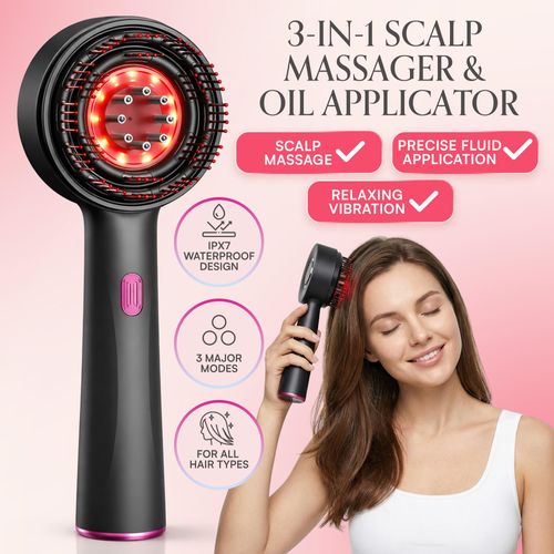 3-in-1 Electric Scalp Massager – Cordless Head Massager & Hair Oil Applicator, with Easy-to-Clean Magnetic Oil Dispenser - Scalp Brush for Home & Travel, Women and Men