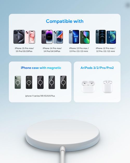 Magnetic Wireless Charging Pad 15W with Pop-Up Stand - MagSafe-Compatible Certified Qi2 Wireless Charger for iPhone 17 Series, Samsung Galaxy S25 Series, AirPods, & More (No PSU) - White
