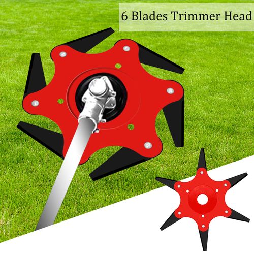 2PCS 6 Steel Razors Trimmer Head Reversible Metal Mn65 Weed Eater Blades, Brush Cutter Blades Professional Grass Trimmer Head Replacement with 1 Pack 6 Teeth Adapter Kit for String Trimmers