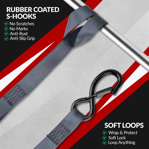 Retractable Ratchet Straps with One-Hand Safe Release for Home Use, 2PCS 1 Inch x 10 FT Ratcheting Straps with Auto Rewind, 1200 lb Break Strength, No Loose Ends for Motorcycle, Cargo, Truck