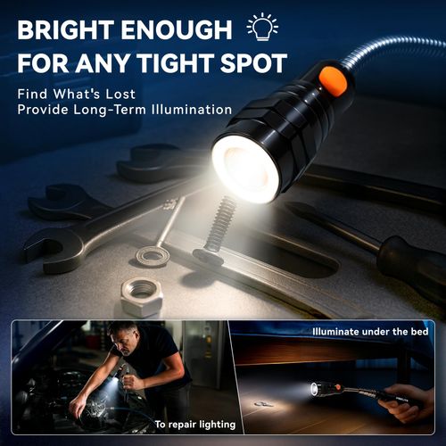 Extendable Magnetic Flashlight Magnet Pickup Tool, Gifts for Men, Telescopic and Flexible Gadget, Birthday Gifts for Men, Dad, Husband, Him, Women, Mechanic, Mens Birthday Gift Ideas