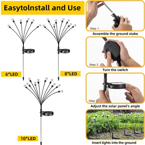 SolarPowered Lawn LightsWind-Activated Firefly Lights LED Outdoor Garden Courtyard Ground-Stake Lights  Waterproof Outdoor Camping Lights