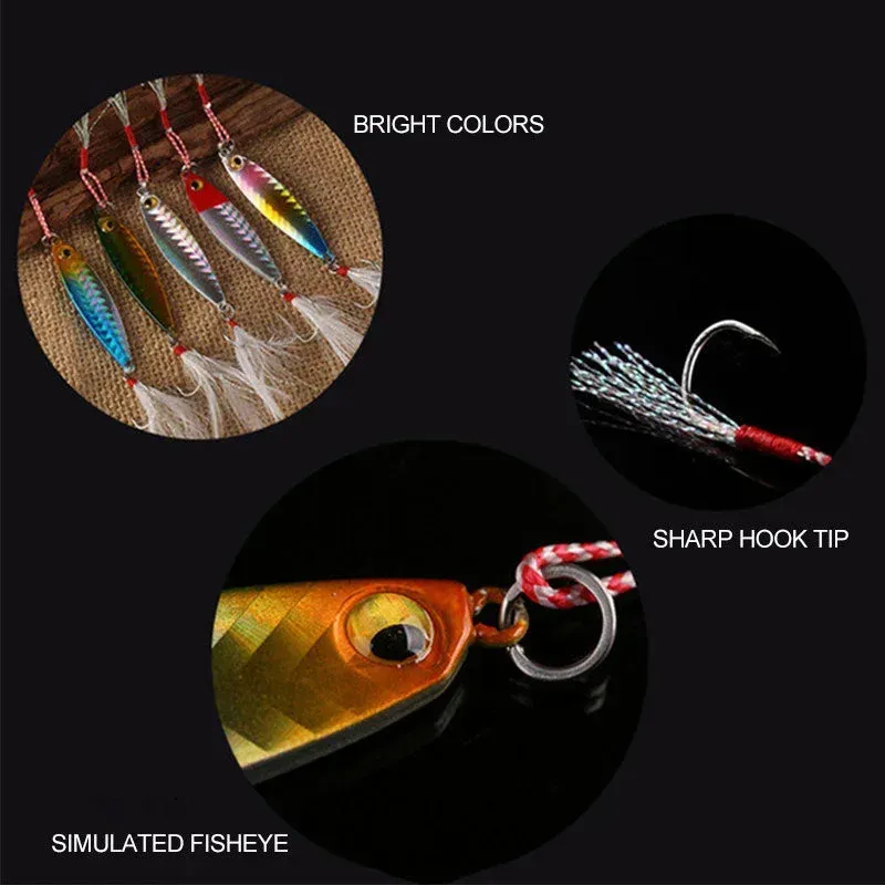 Jigs Fishing Lures Sinking Metal Spoons Micro Jigging Bait(5pcs)