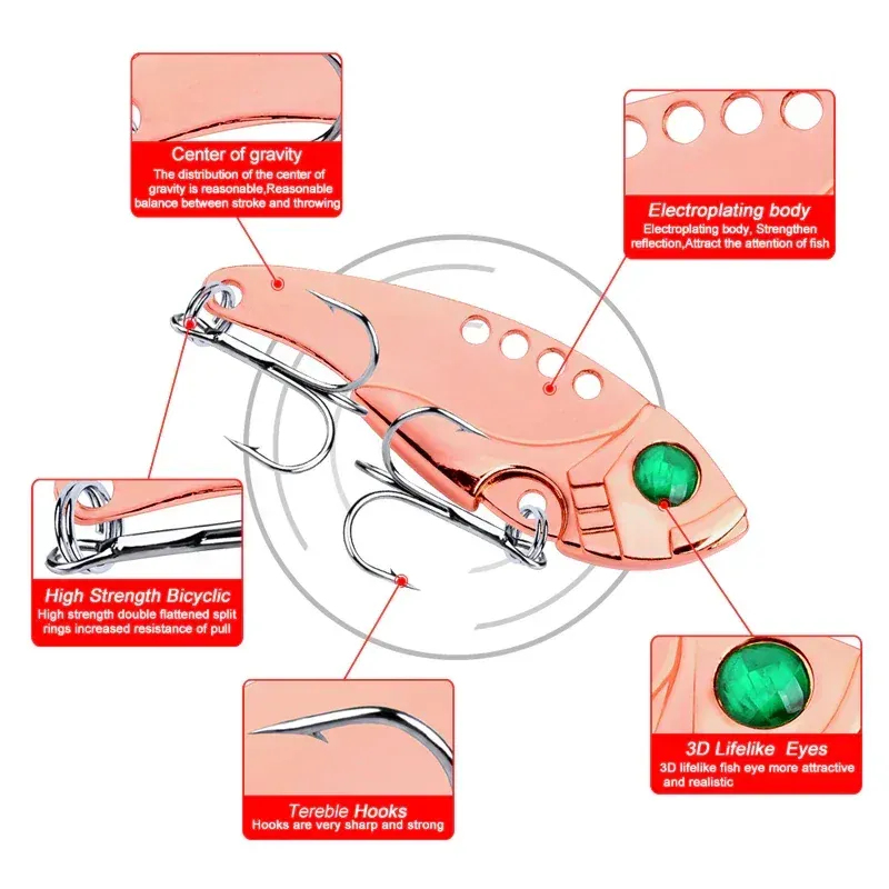 5 Pcs Metal Hard Spinner Blade Bait Fishing Lure