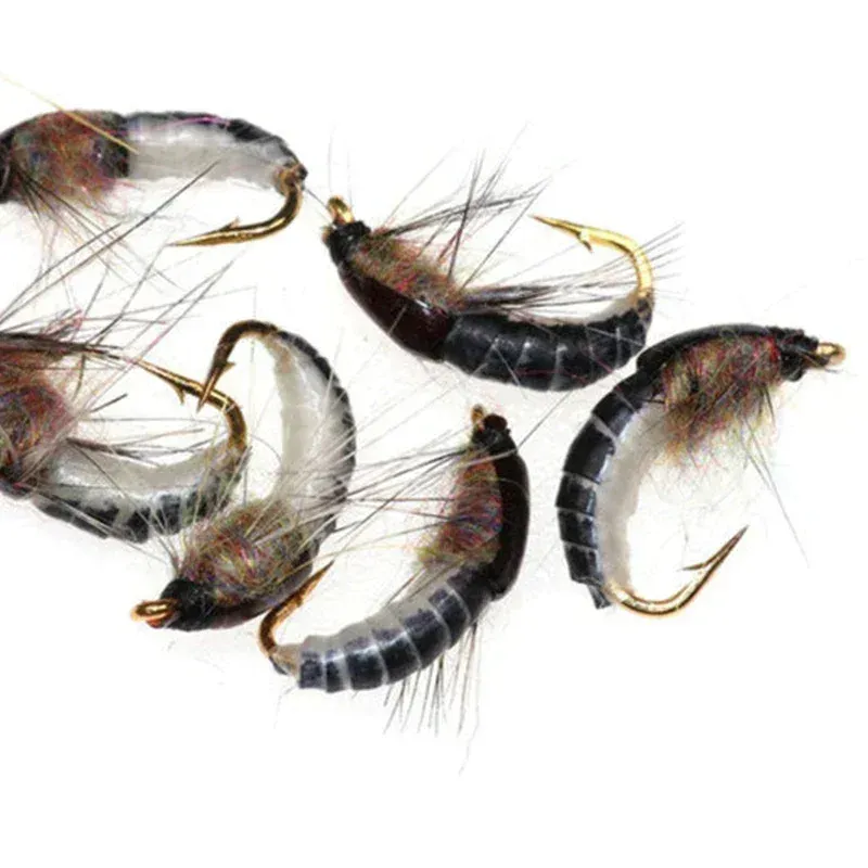 6PCS Fishing Lures Fly Deer Hair Beetle Trout Fly Fishing